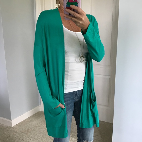Green Long Open Cardigan - Picture 4 of 7